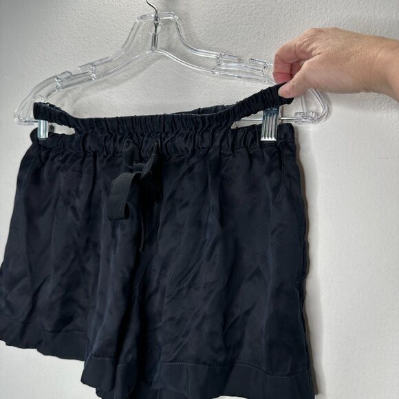 NWT PRFCT NMBR Black Satin Open Side Waistband Drawstring Shorts M - Picture 1 of 14